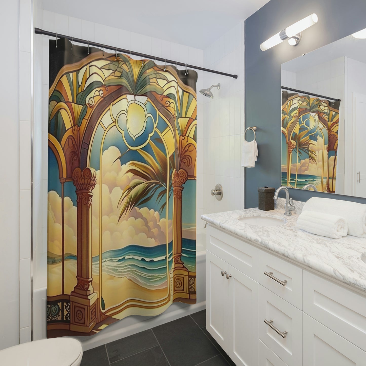 ART DECO - Shower Curtain - Beach, Home Decor, Bathroom Decor
