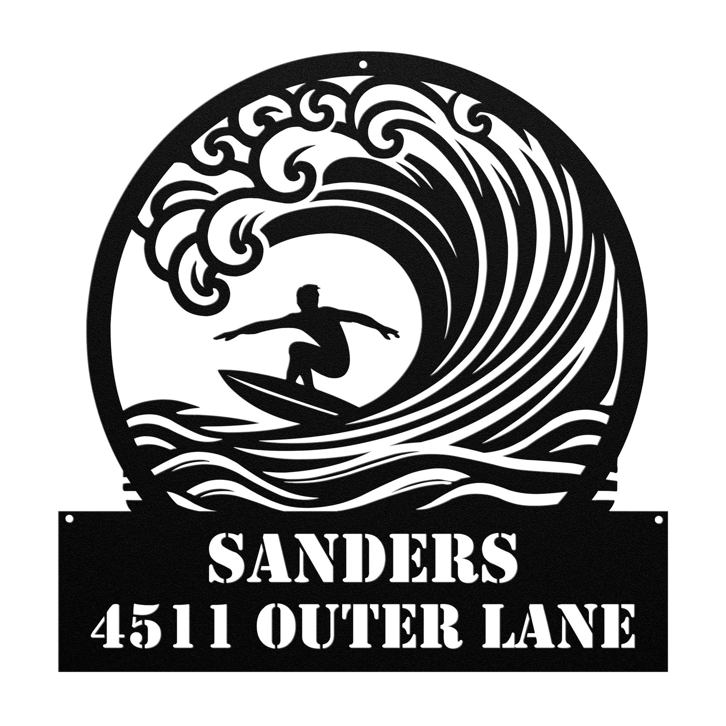 METAL WALL ART - Surfing Address Sign