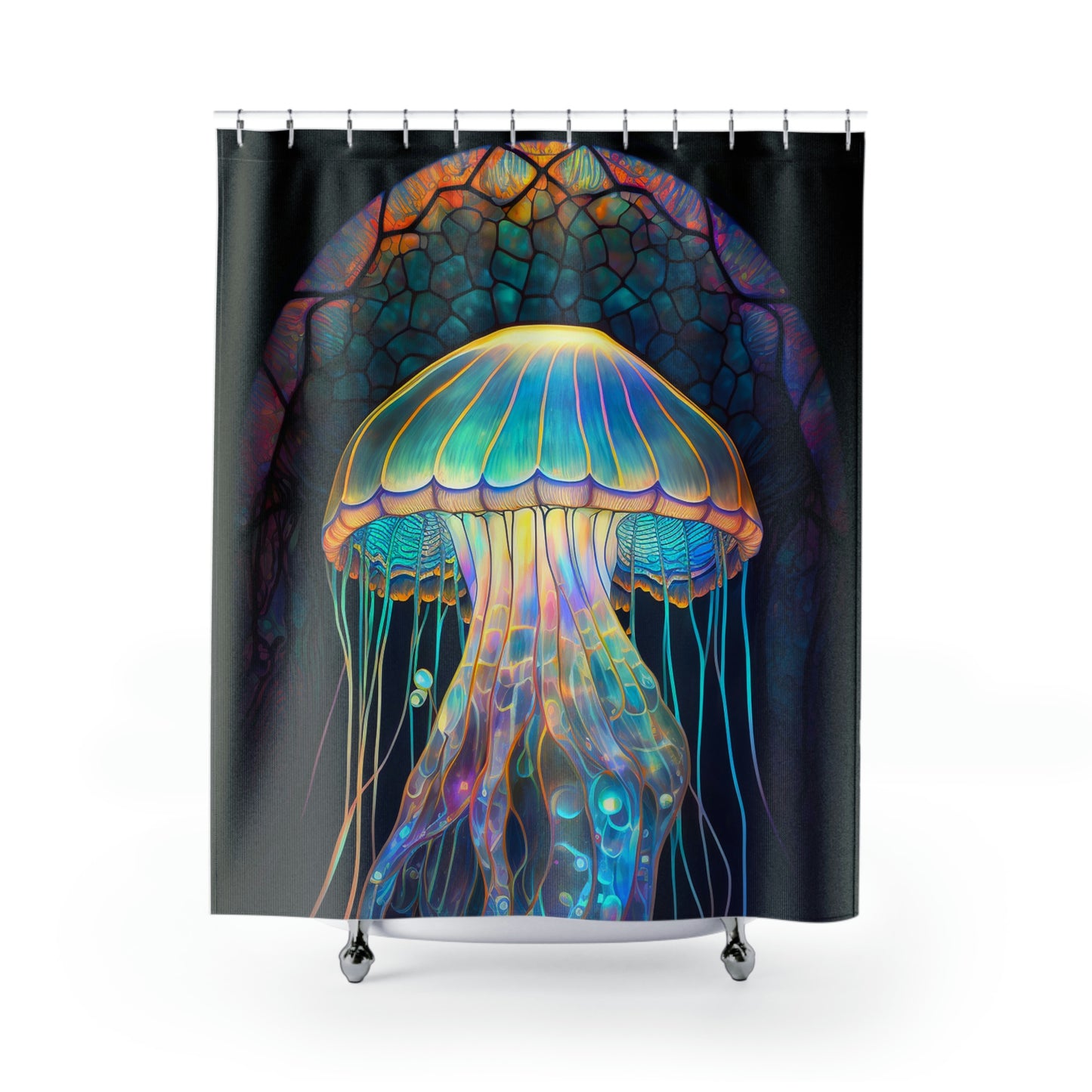 Stained Glass Shower Curtain - Jellyfish, Aquatic, Beachy, Home Decor, Bathroom Decor