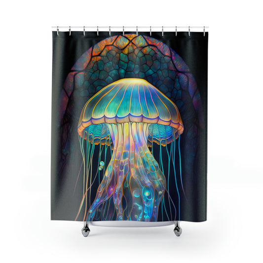 Stained Glass Shower Curtain - Jellyfish, Aquatic, Beachy, Home Decor, Bathroom Decor